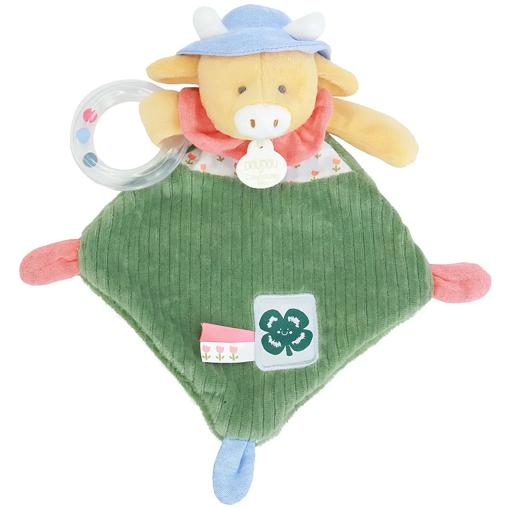 Doudou et Compagnie Kuh Aneth Schmusetuch mit Rassel - 21 cm
