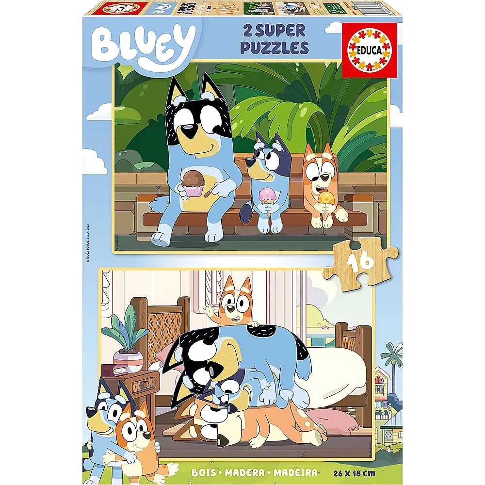 meinspielzeug - Educa Puzzle 2in1 Bluey 16Teile | Puzzle 10-104 Teile