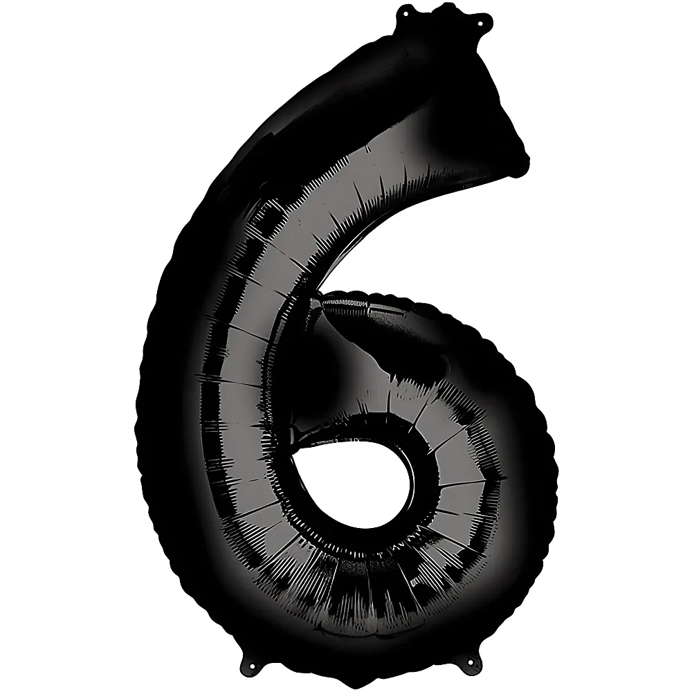 Amscan Zahlen Schwarz Folienballon Zahl 6 Schwarz 86cm | Kindergeburtstag