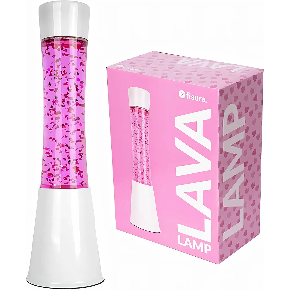 Fisura Rosa Lavalampe. Weisser Sockel, rosa Fl�ssigkeit und glitzernde Herzen