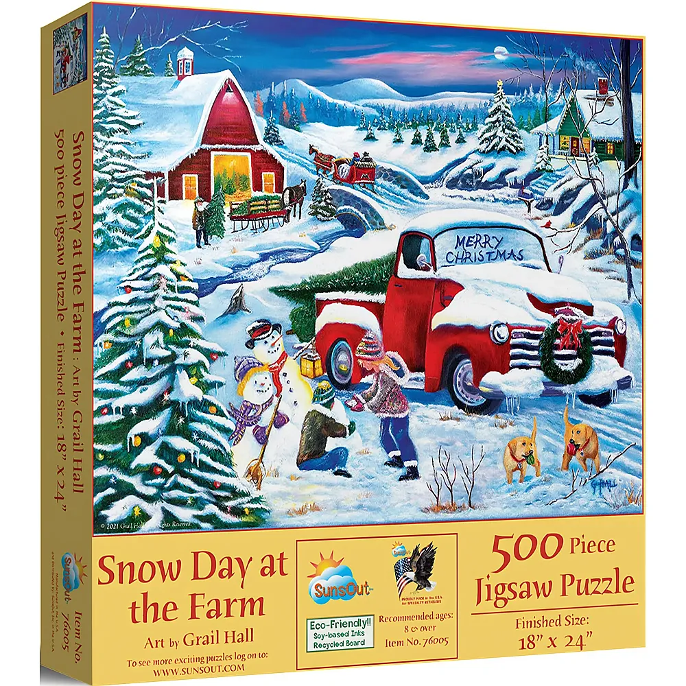 SunsOut Puzzle Snow Day at the Farm 500Teile