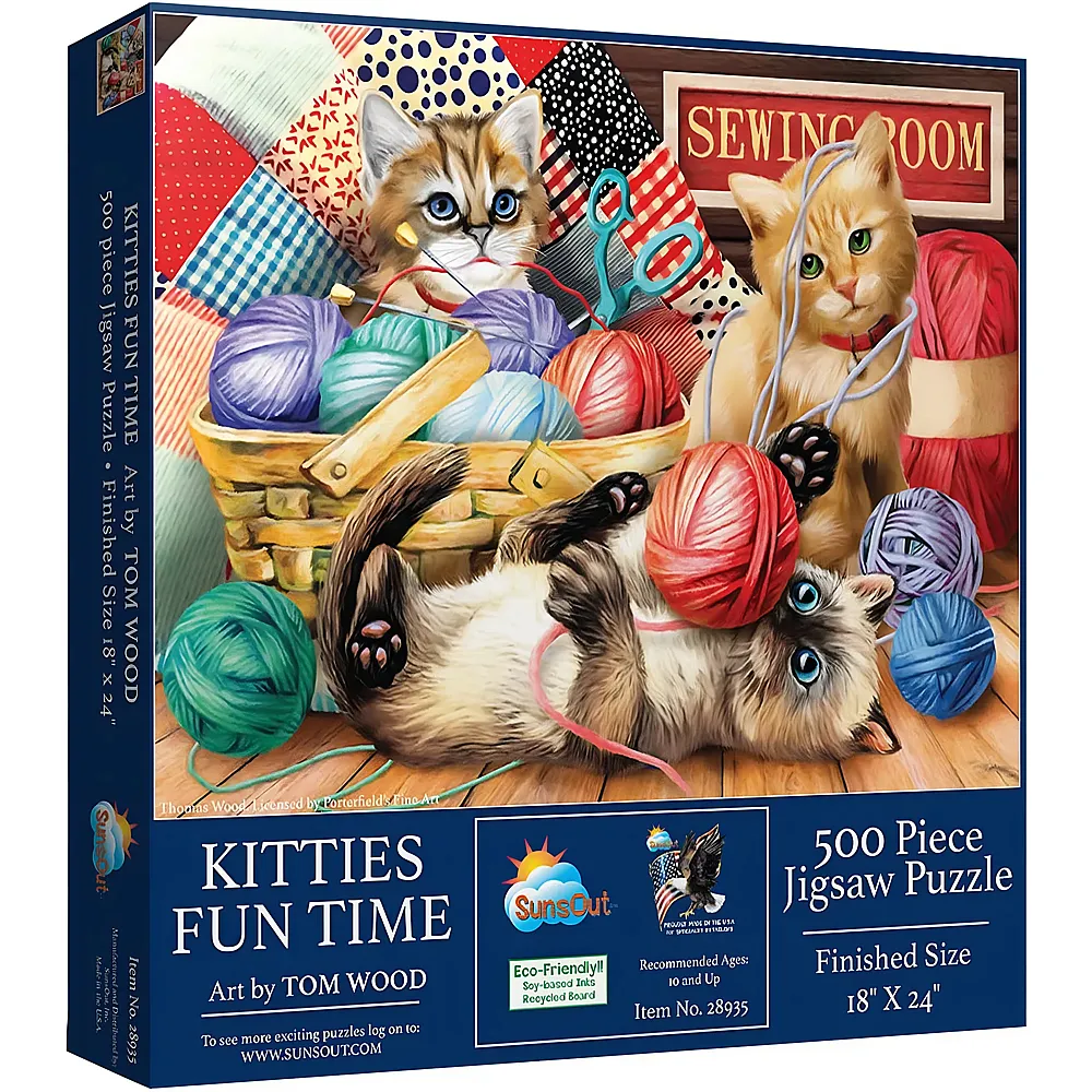 SunsOut Puzzle Tom Wood Kitties Fun Time - 500 Teile