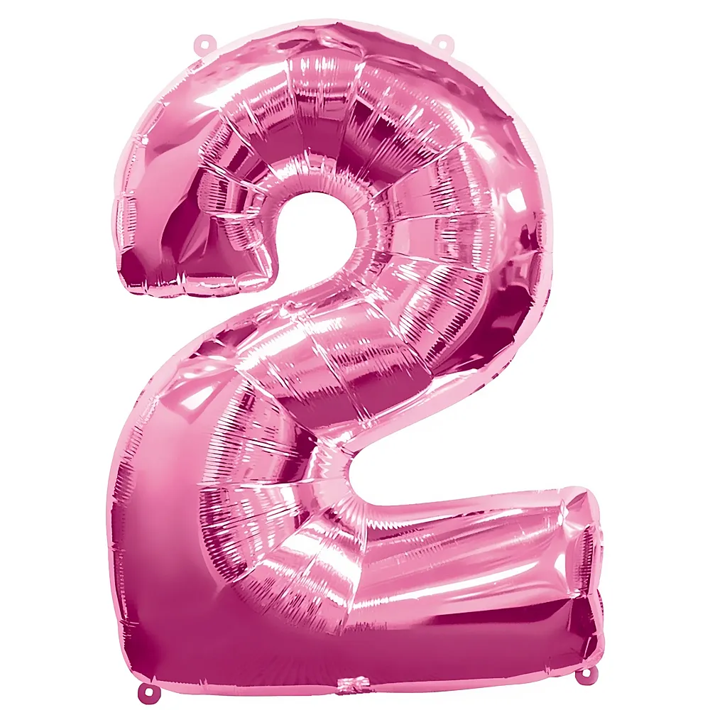 Amscan Zahlen Pink Folienballon Nummer 2 Pink 86cm | Kindergeburtstag