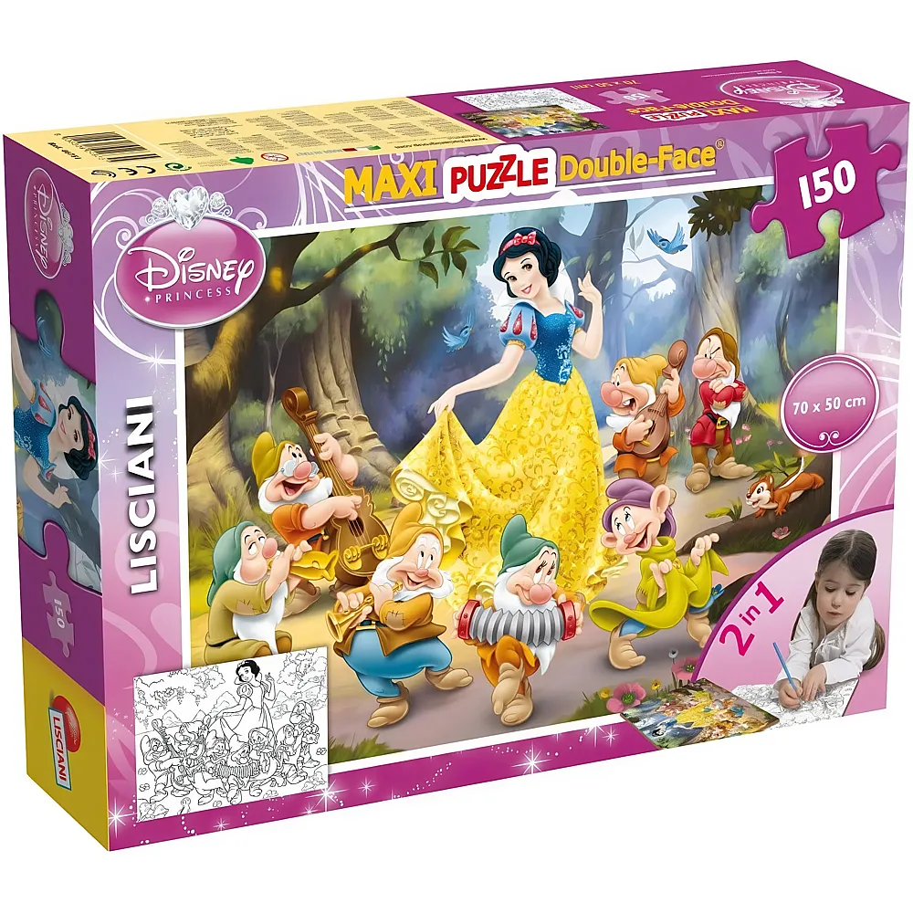 Lisciani Puzzle Maxifloor Double-Face 2in1 Schneewittchen zum Ausmalen 150Teile