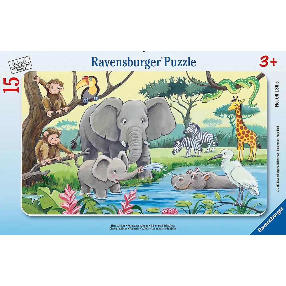 Ravensburger Puzzle Tiere Afrikas 15Teile | Rahmenpuzzle