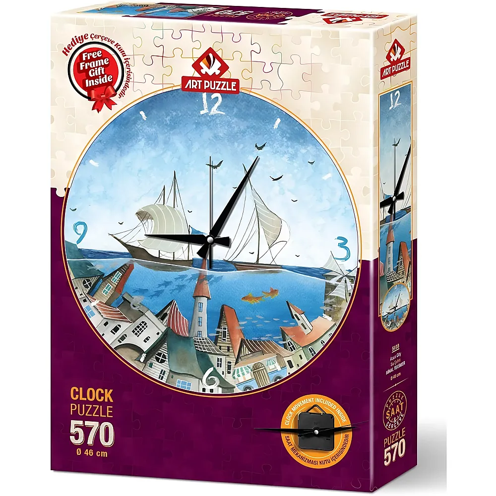 Art Puzzle Uhr - Aqua Stadt 570Teile