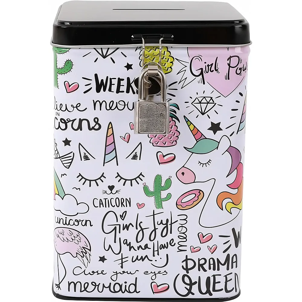 i-total Blech Spardose Einhorn 20 x 11 x 27cm