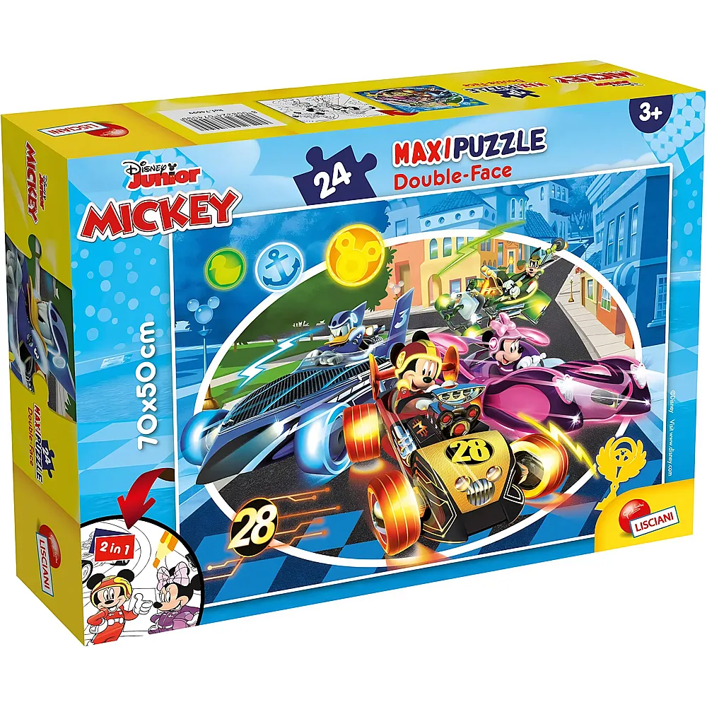 Lisciani Puzzle Maxifloor Double-Face Mickey Mouse Roadster Racer 24Teile