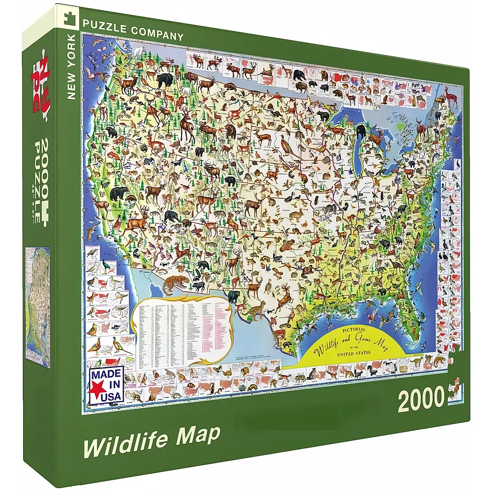 New York Puzzle Company Wildlife Map 2000Teile