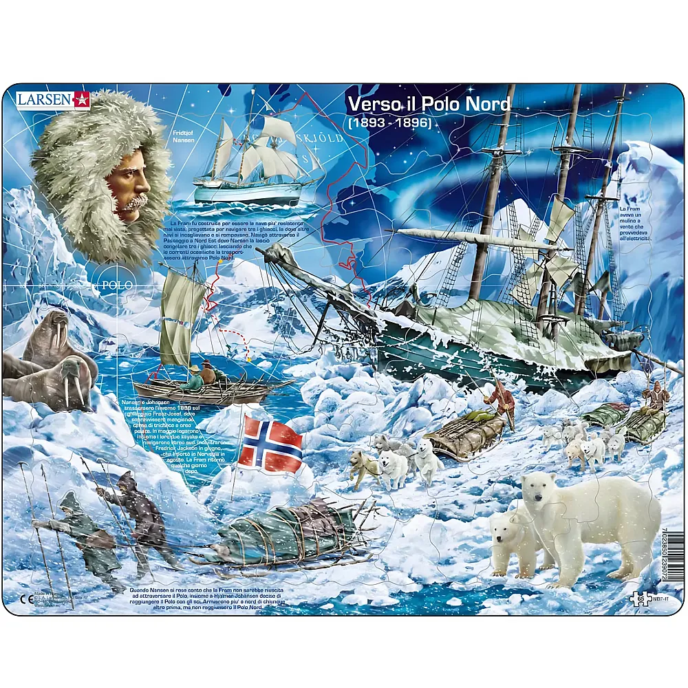 Larsen Puzzle Verso il Polo Nord - Italiano | Rahmenpuzzle