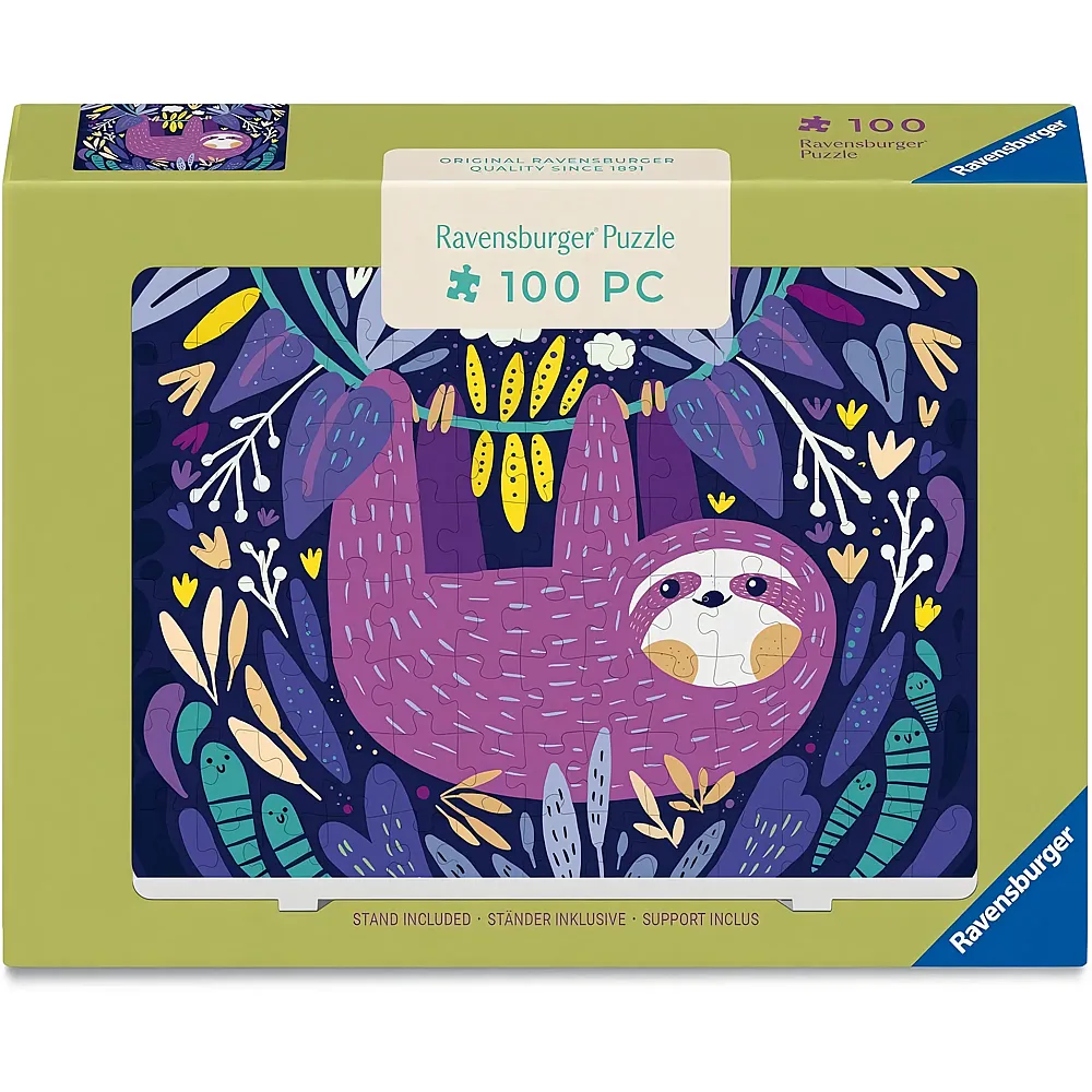 Ravensburger Puzzle L�chelndes lila Faultier - 100 Teile - Puzzle 10-104 Teile