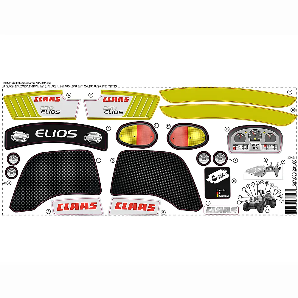 RollyToys Aufkleber Claas Elios 230 | Fahrzeuge Ersatzteile
