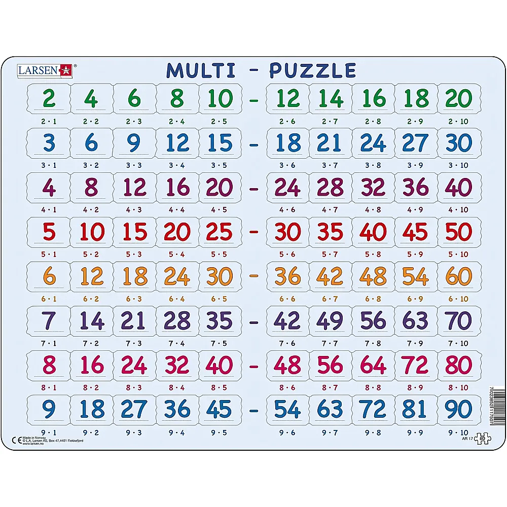 Larsen Puzzle Z�hlen lernen - Tabellen - 80 Teile - Lernmittel