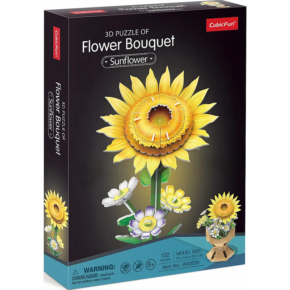 Cubic Fun Puzzle 3D Blumentopf Sonnenblume 102Teile