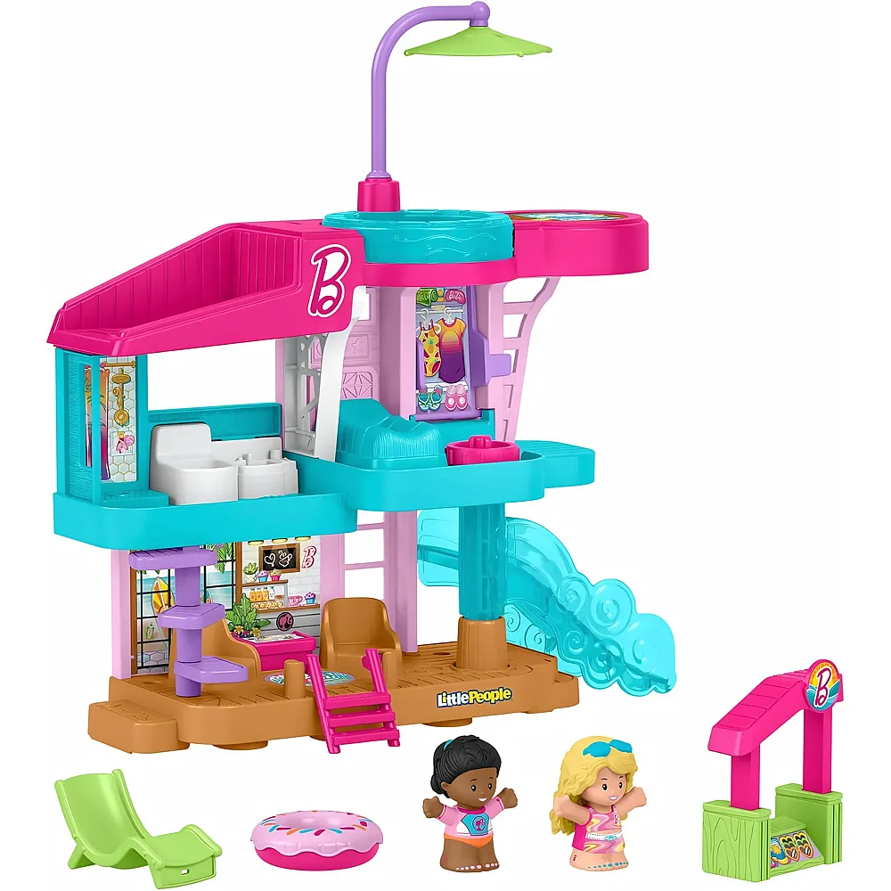 Fisher-Price Little People Barbie Strandhaus-Spielset mit Figuren und Zubeh�r