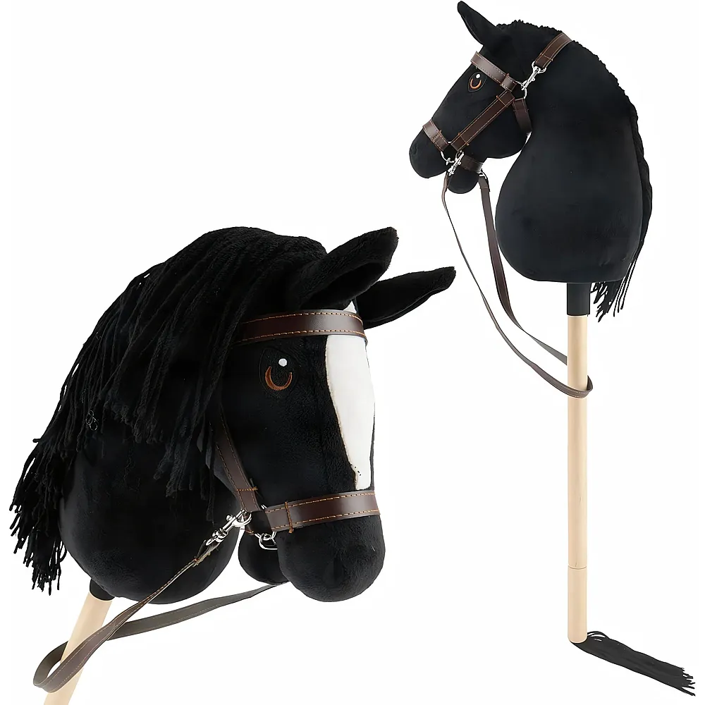 meinspielzeug - Bieco Steckenpferd Rappe - Gr�sse S, mit Trense | Reittiere