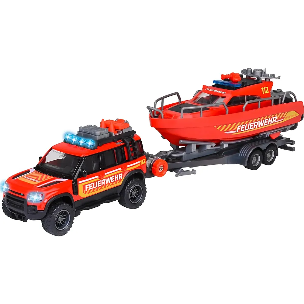 Majorette Land Rover Fire Rescue + Boat