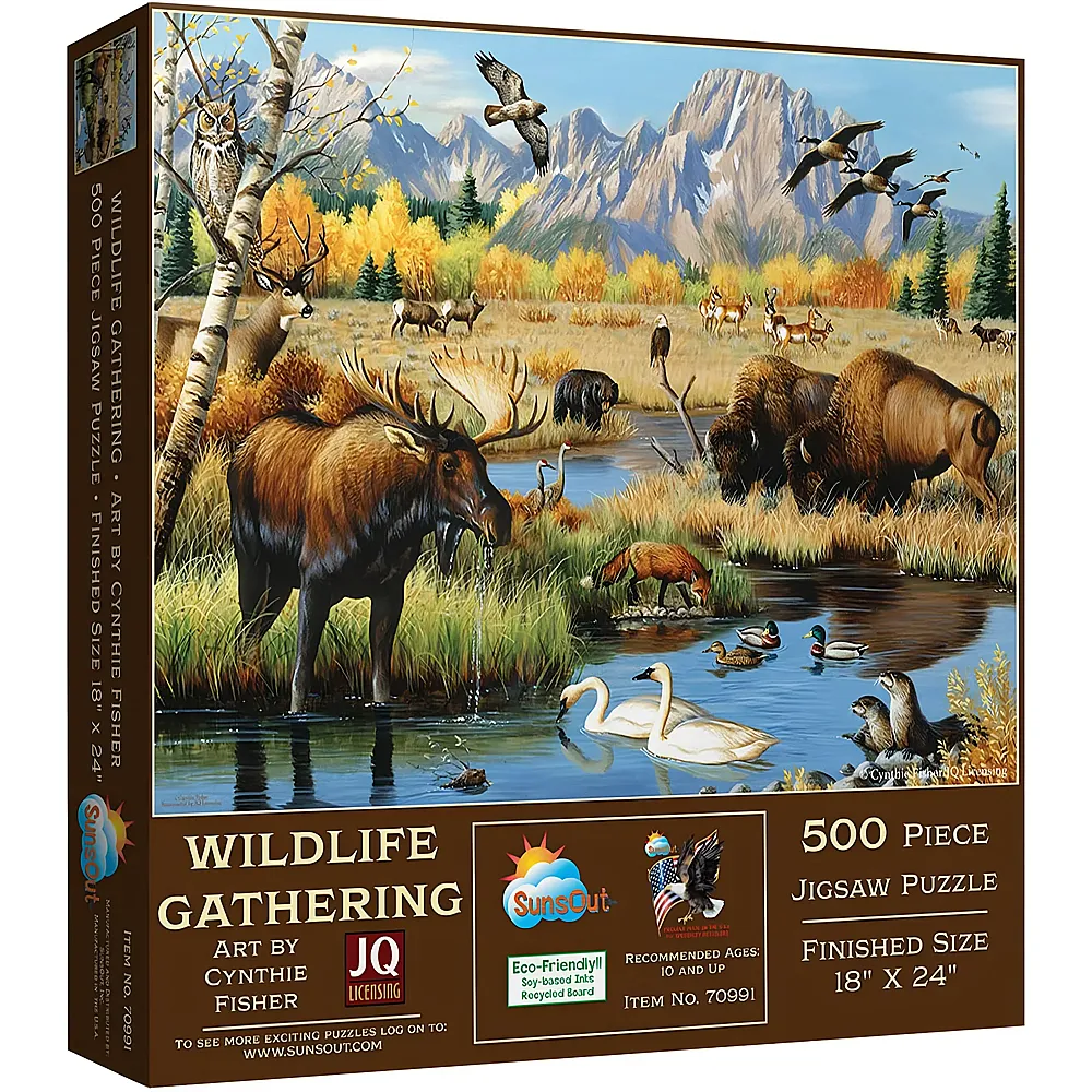 SunsOut Puzzle Cynthie Fisher Wildlife Gathering - 500 Teile