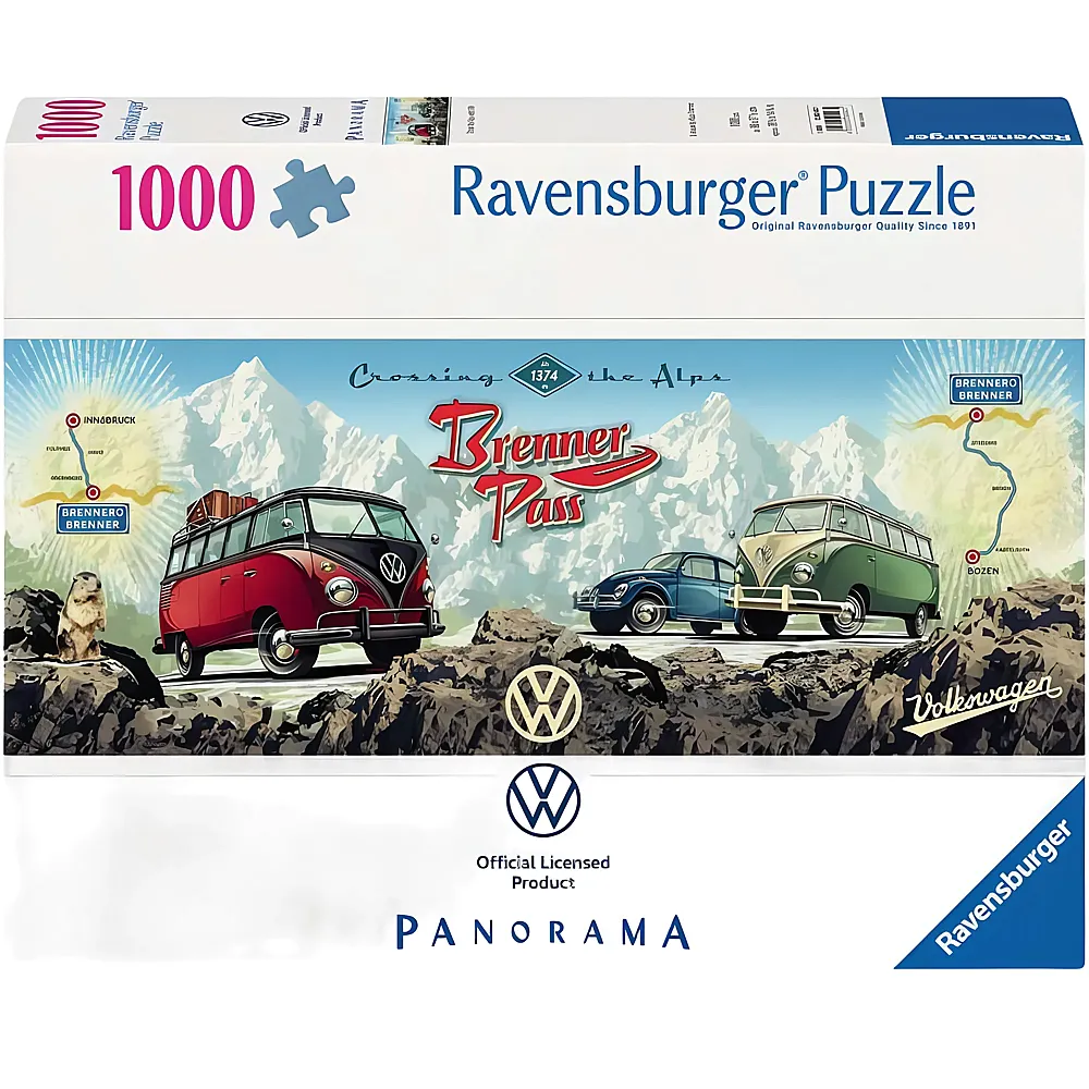 Ravensburger Puzzle Panorama Mit dem VW Bulli �ber den Brenner 1000Teile