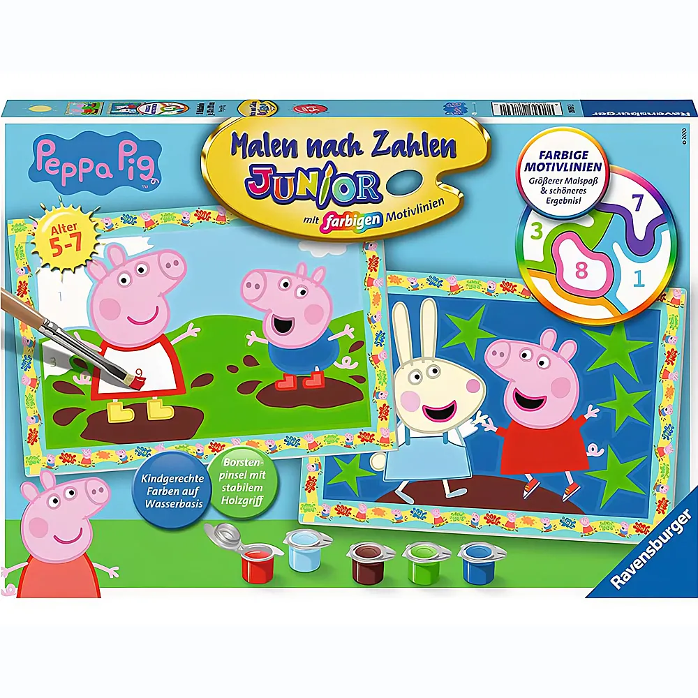 Ravensburger Malen nach Zahlen Farbige Motivlinien Peppa Pig