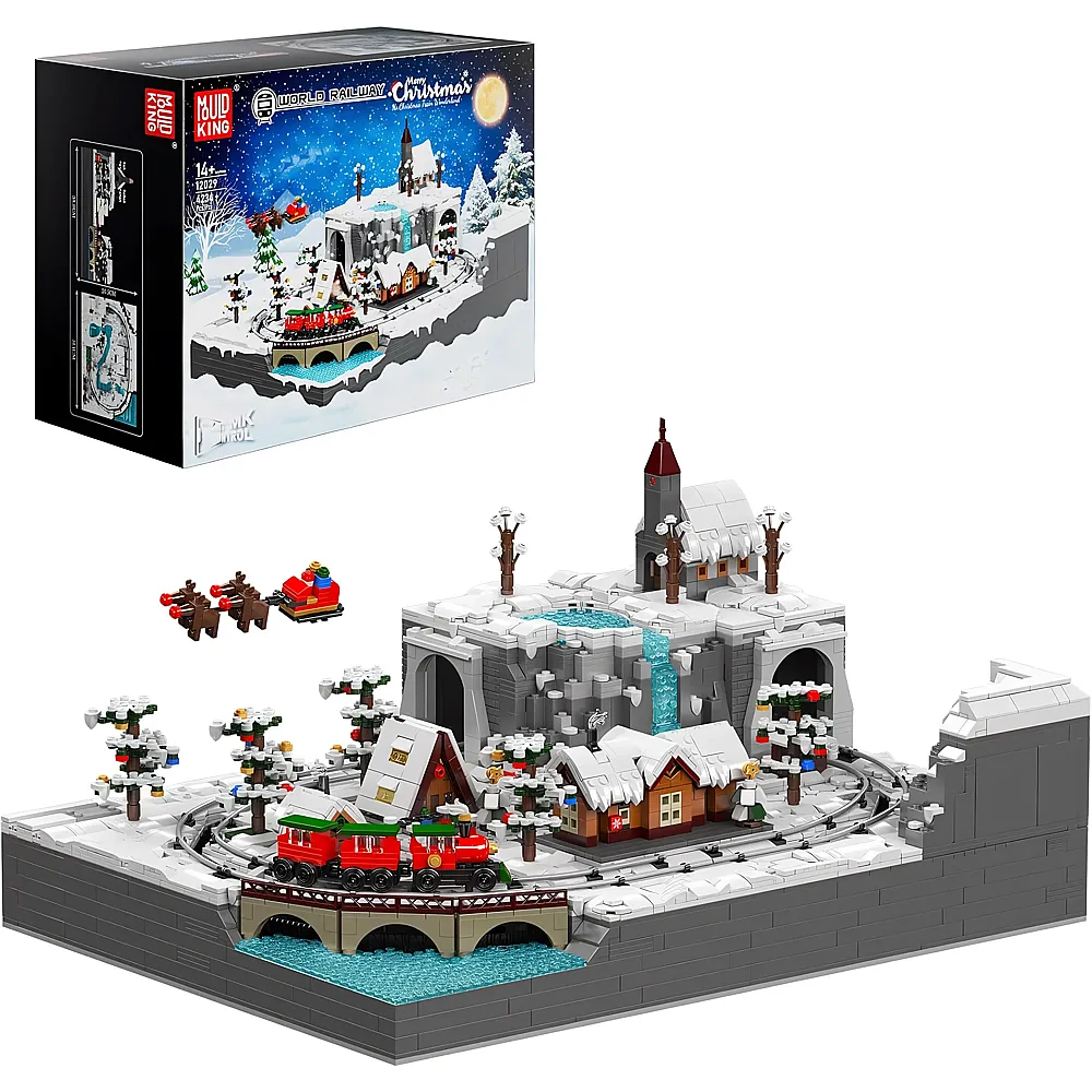 Mould King Ferngesteuerter LED Weihnachtszug Wunderland 12029 - Klemmbausteine Eisenbahn