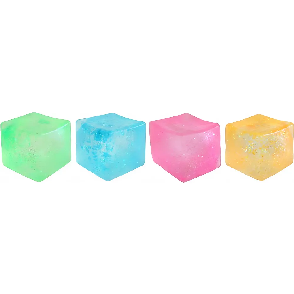 Sombo Quetschw�rfel Glitzer ass. Display 7cm, 4-fach assortiert