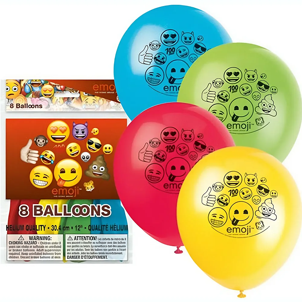 Haza Witbaard Luftballons Emoji 8Teile | Kindergeburtstag