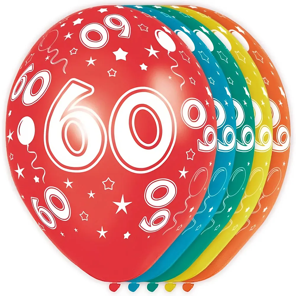 Folat Gummiballone 60. Geburtstag 5 Stk. sort. metallic 30cm