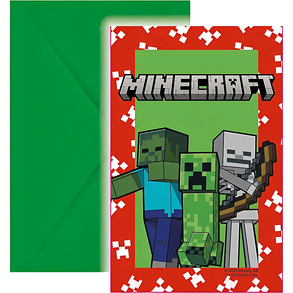meinspielzeug - Procos Einladungskarten Minecraft 6Teile | Partydeko