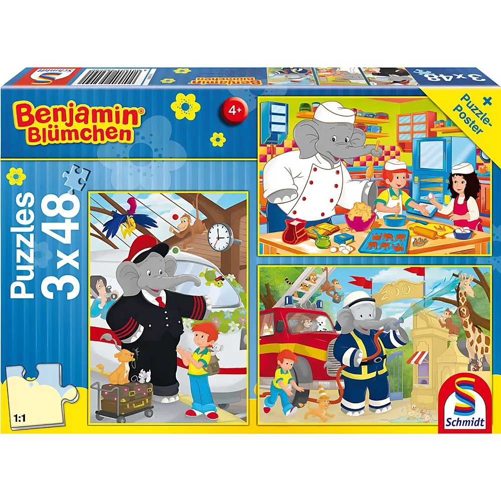 Schmidt Puzzle Benjamin Blmchen Im Einsatz 3x48