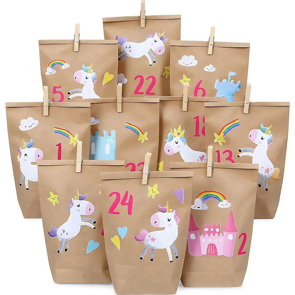 Papierdrachen Adventskalender Einh�rner � zum Aufkleben