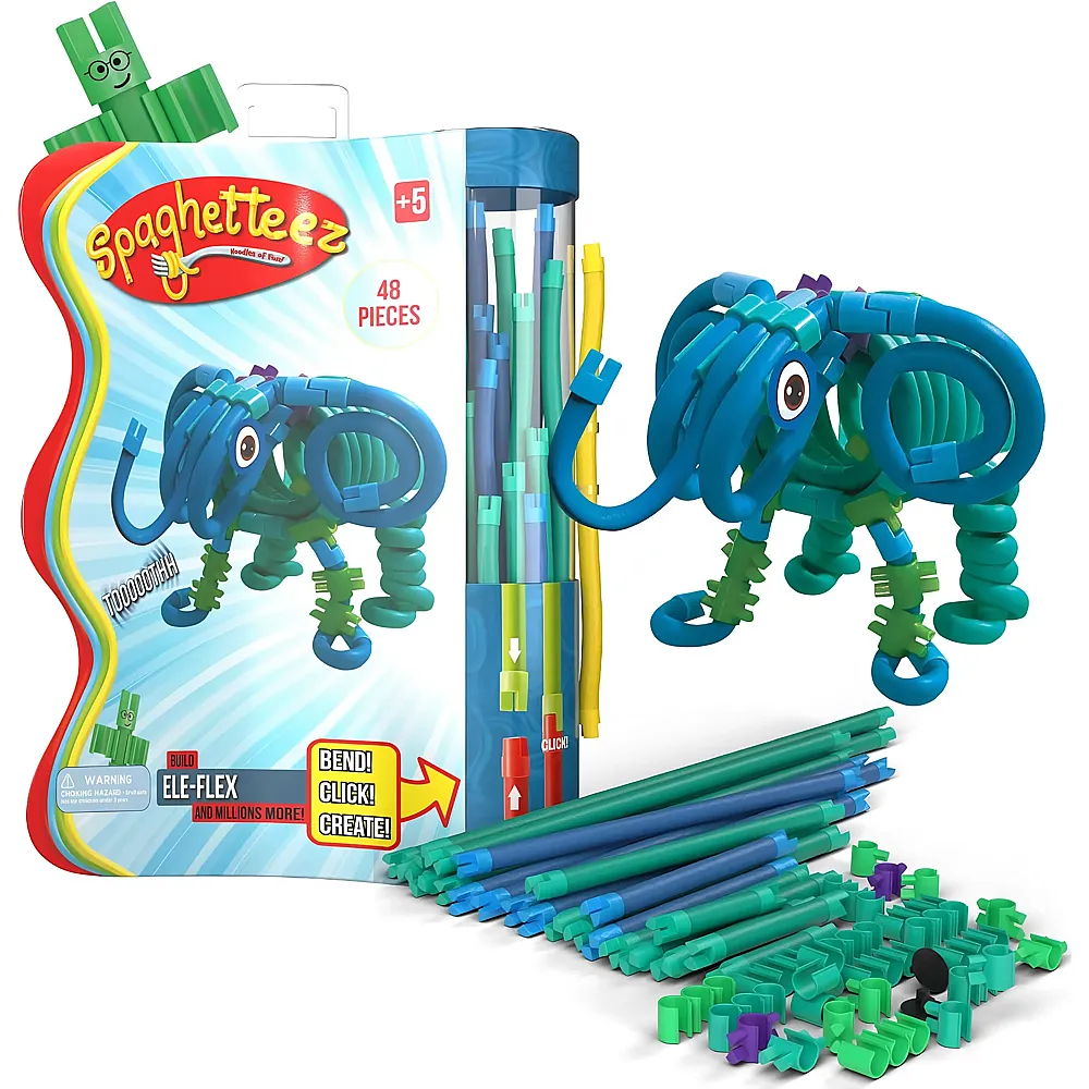 meinspielzeug - Clics Spaghetteez Ele-Flex Olifant 48Teile | Steckbausteine