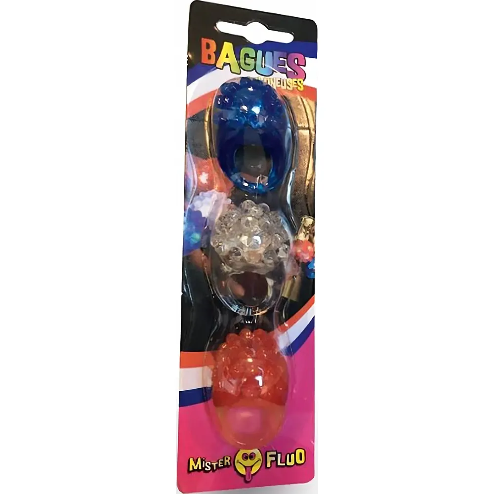Megagic Mister Fluo Blister 3 Bagues Lumineuses Bleu, Blanc, Rouge - Suche