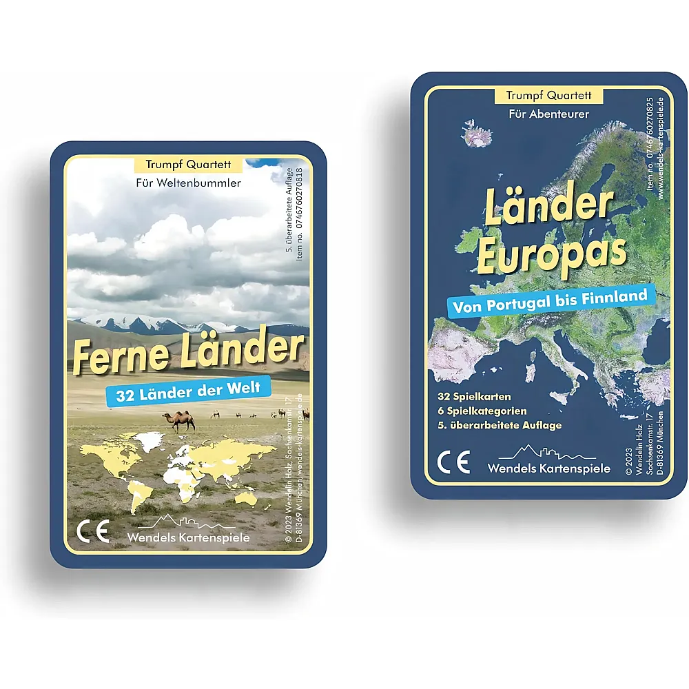 Wendels Kartenspiele 2er-Set L�nder Europas und Ferne L�nder Quartett
