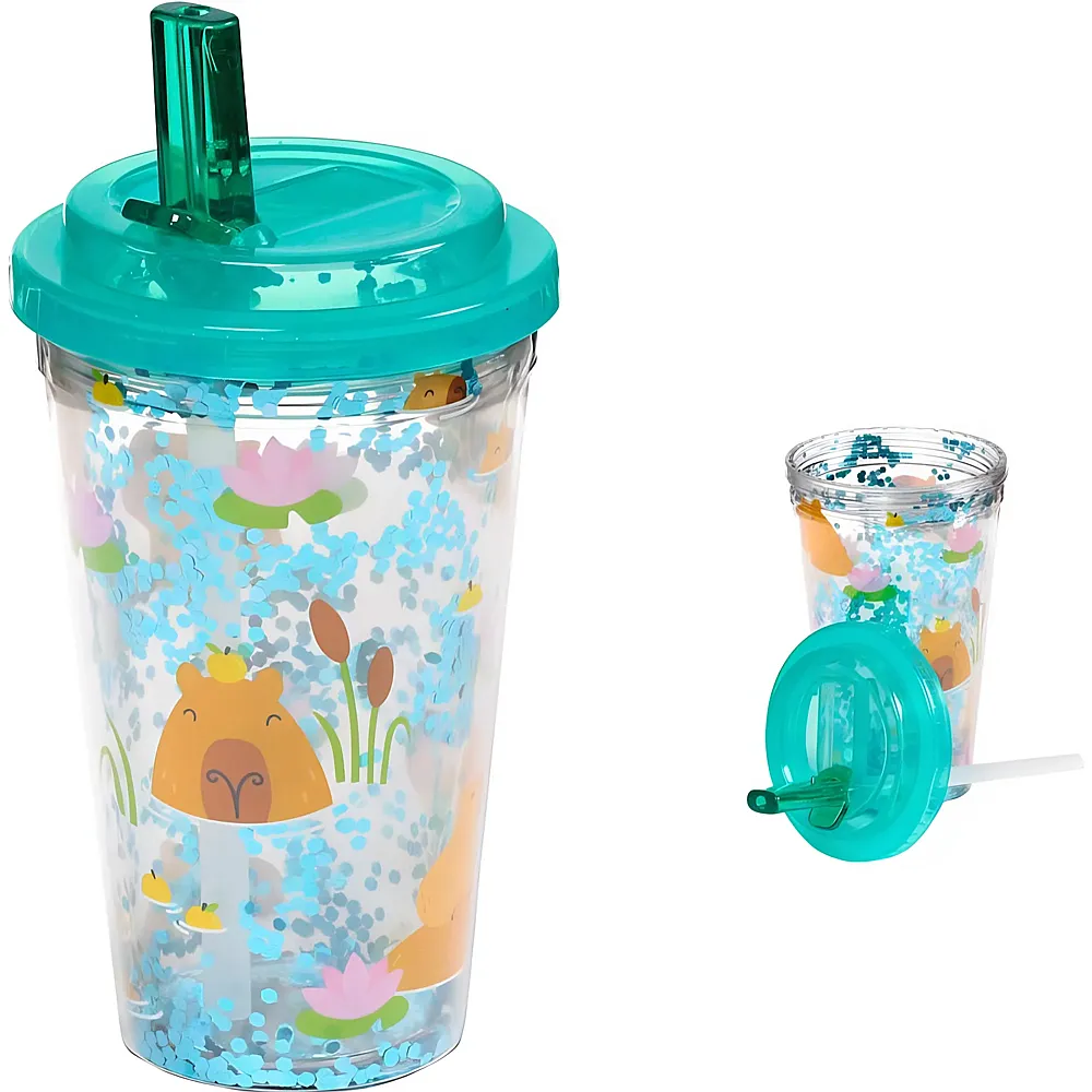 Puckator Doppelwandiger Becher Capybara mit Klappverschluss