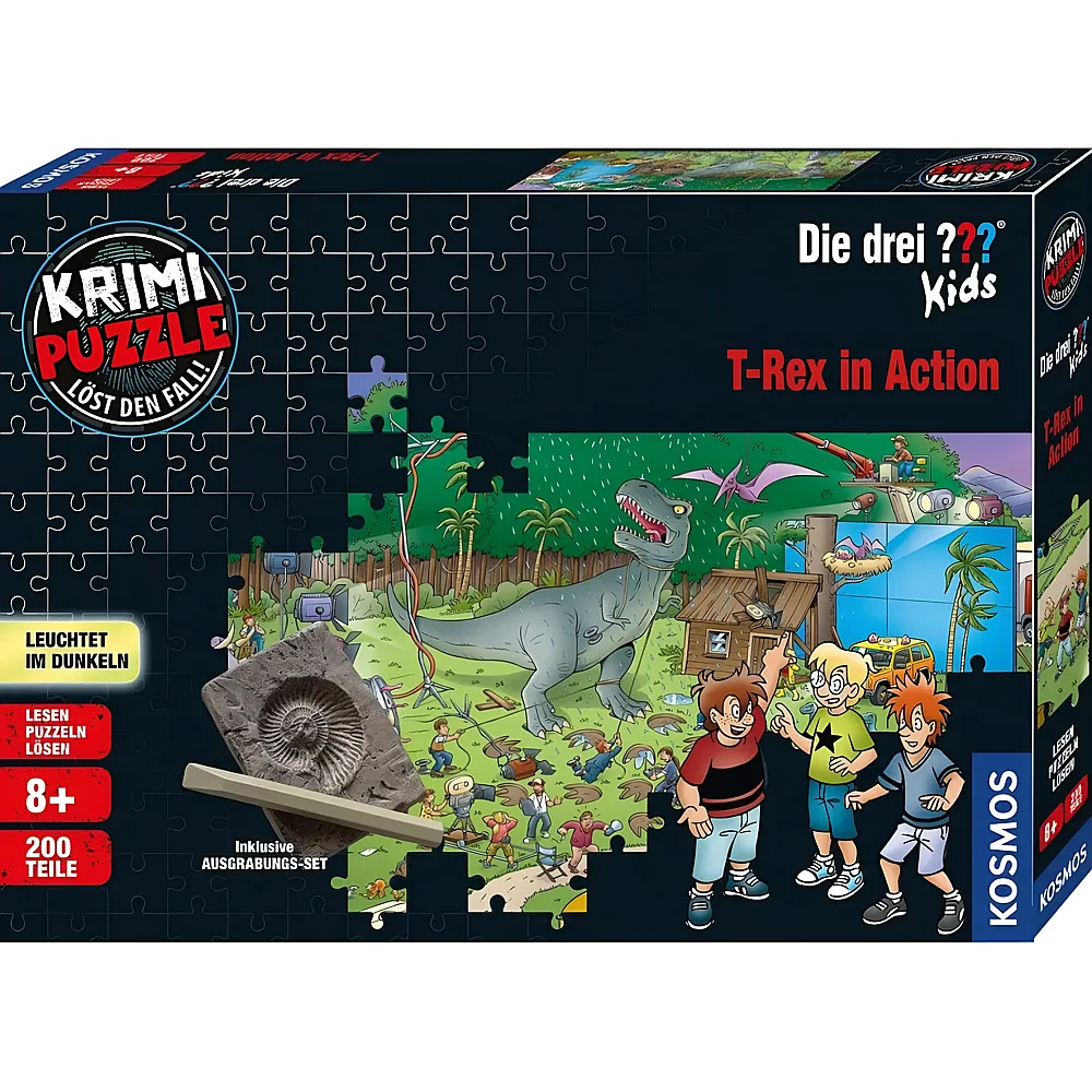Kosmos Die drei  Kids Krimipuzzle - T-Rex in Action 200Teile