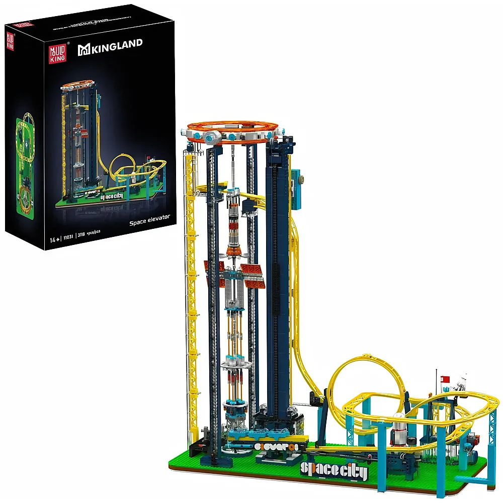 meinspielzeug - Mould King Kingland Space Elevator Achterbahn elektrisch 11031 | Klemmbausteine Stadtleben