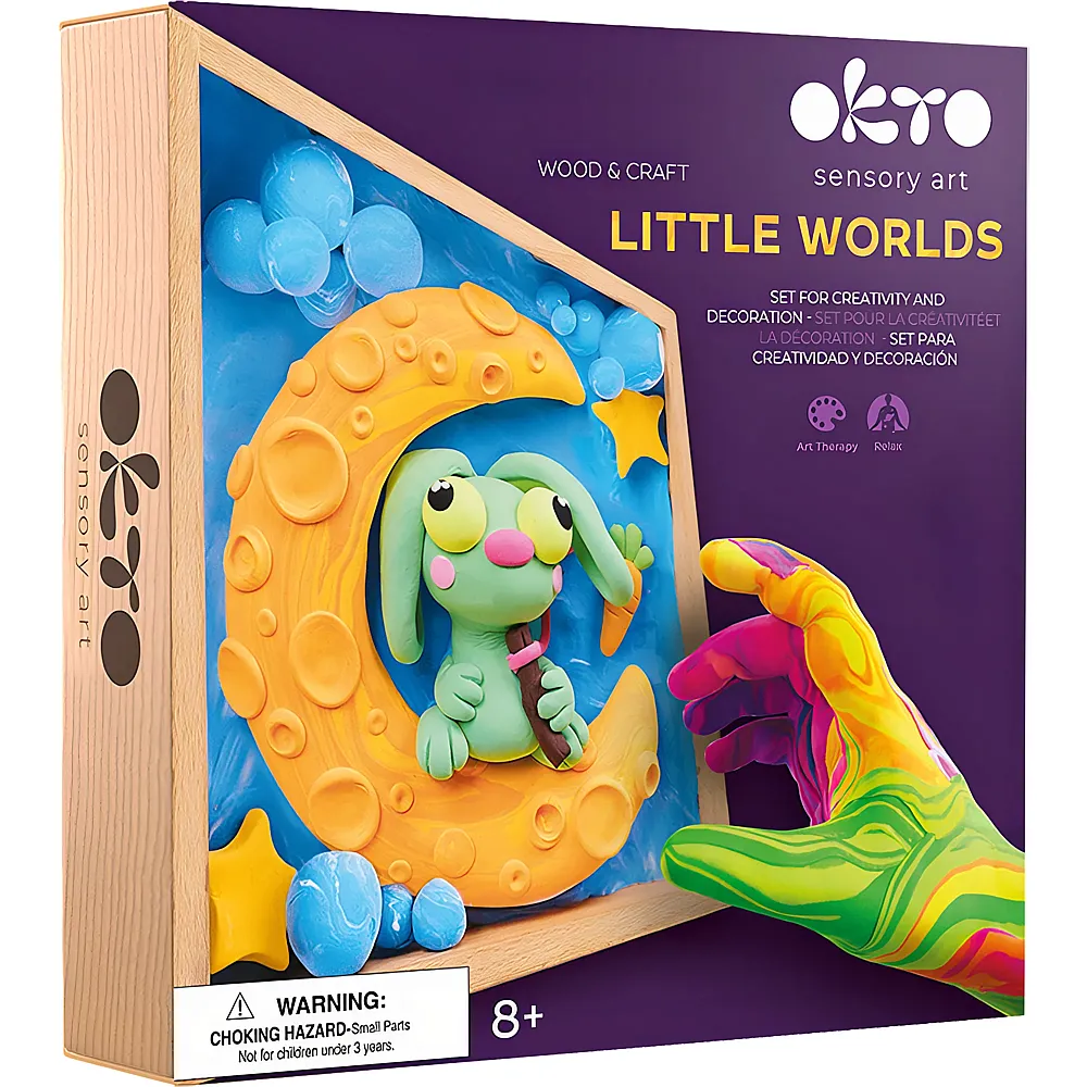 Okto Sensory Art Little Worlds 3D Hase im Mond im Holzkasten