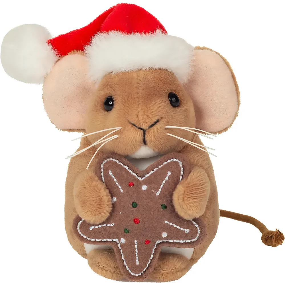 Teddy-Hermann Weihnachtsmaus mit Keks - 11 cm