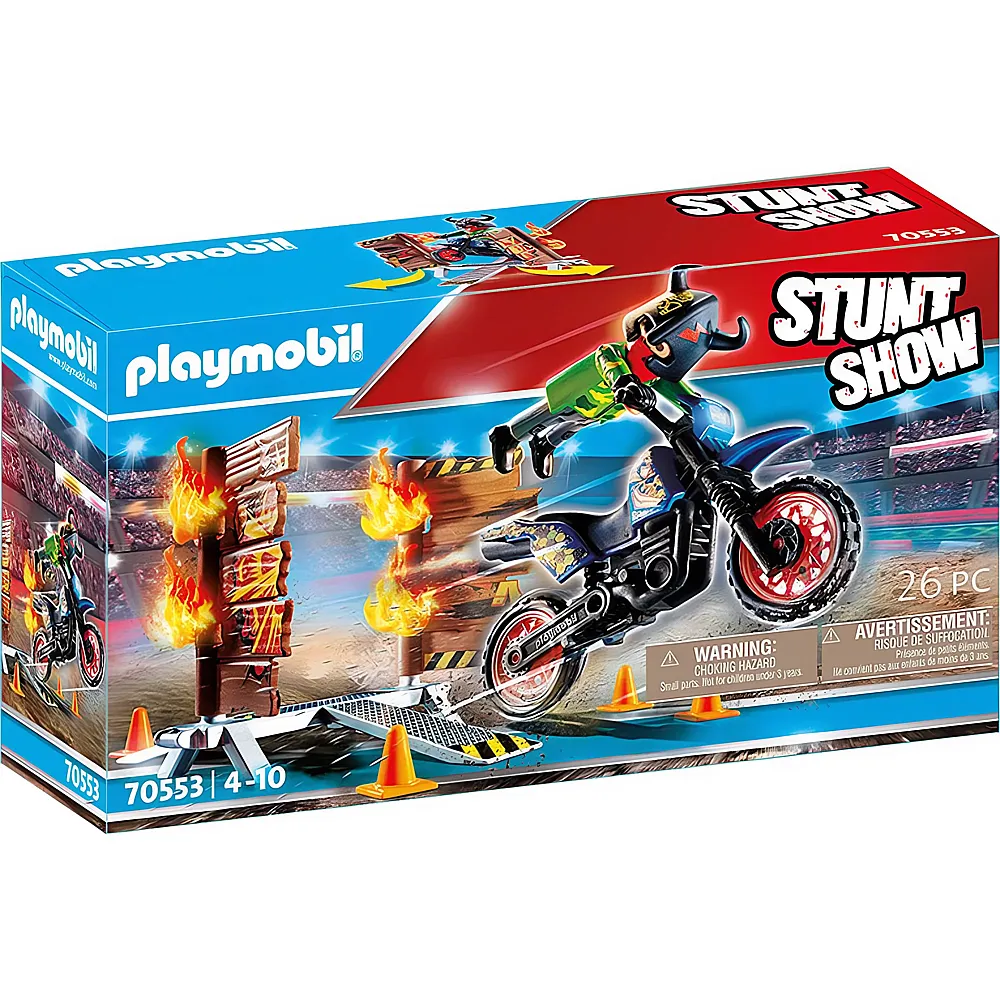 PLAYMOBIL Stuntshow Motorrad mit Feuerwand 70553