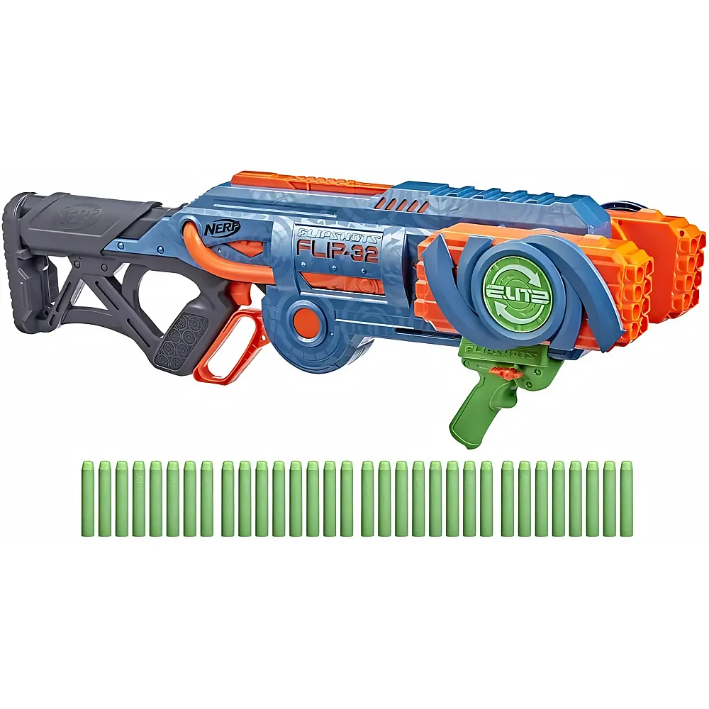 Elite 2.0 Flipshots Flip-32 Blaster, 32 Dart-L�ufe f�r doppelte Feuerkraft, Kapazit�t f�r 32 Darts, 32 Nerf Darts