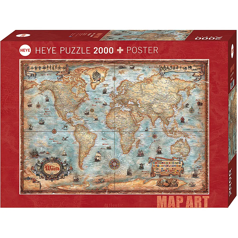 HEYE Puzzle Map Art The World 2000Teile