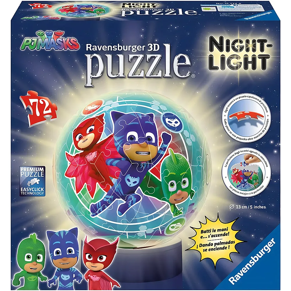 Ravensburger PJ Masks Puzzleball mit LED - 72 Teile