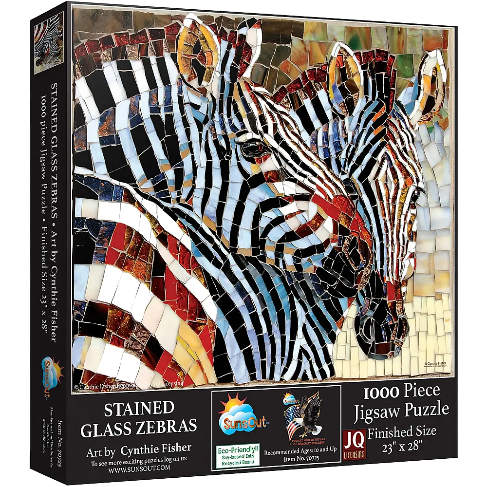 SunsOut Puzzle Cynthie Fisher Stained Glass Zebras 1000Teile