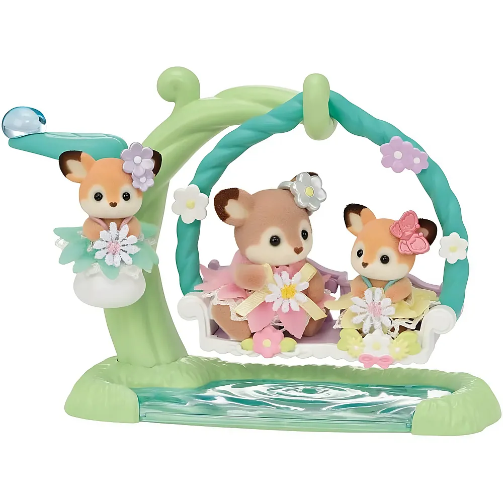 Sylvanian Families Figuren Reh Babys mit Blumenschaukel Spielset 5801