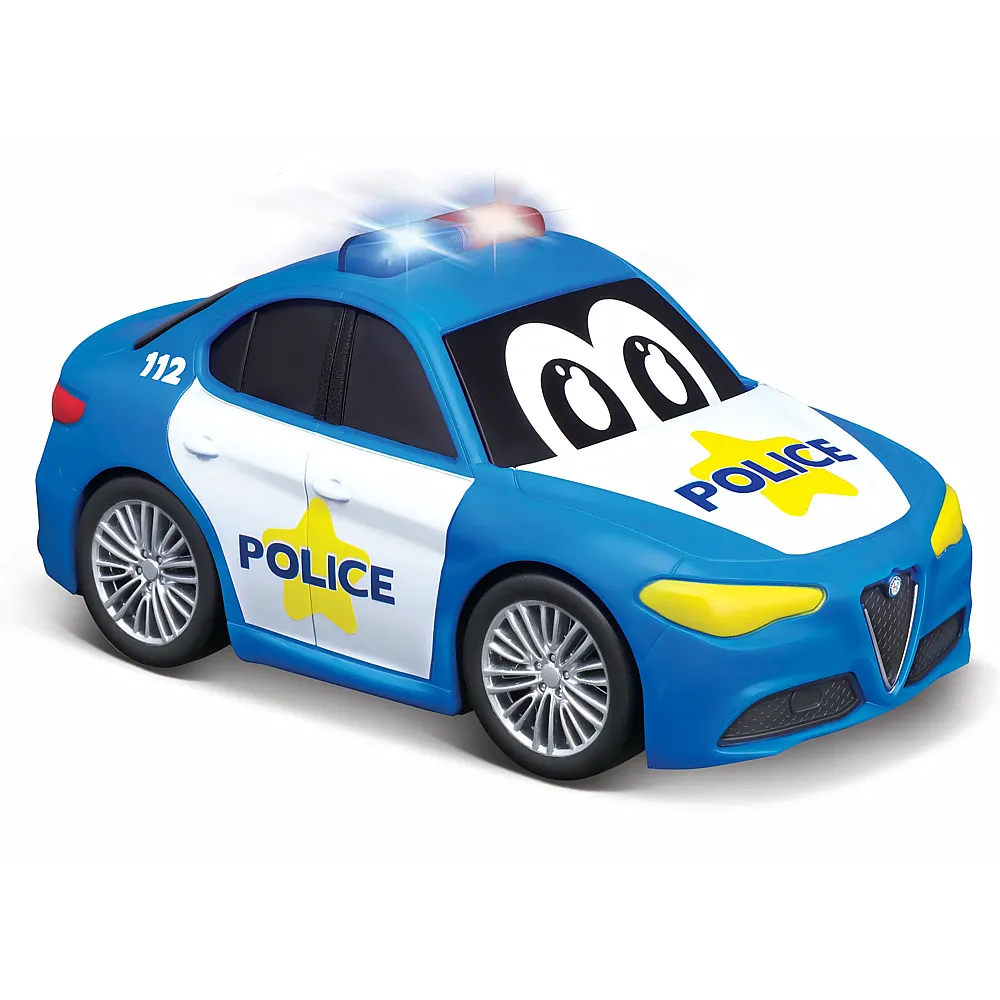 meinspielzeug - Bburago Junior Alfa Romeo Giulia Police Light & Sound | Spielzeugautos
