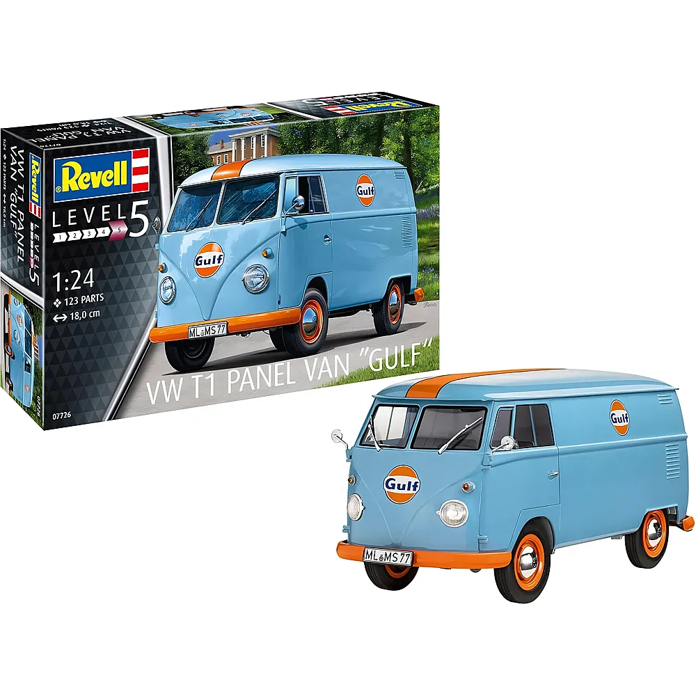 meinspielzeug - Revell Level 5 Modellbau VW T1 Panel Van Gulf Decoration 125Teile | Modellbausatz Fahrzeuge