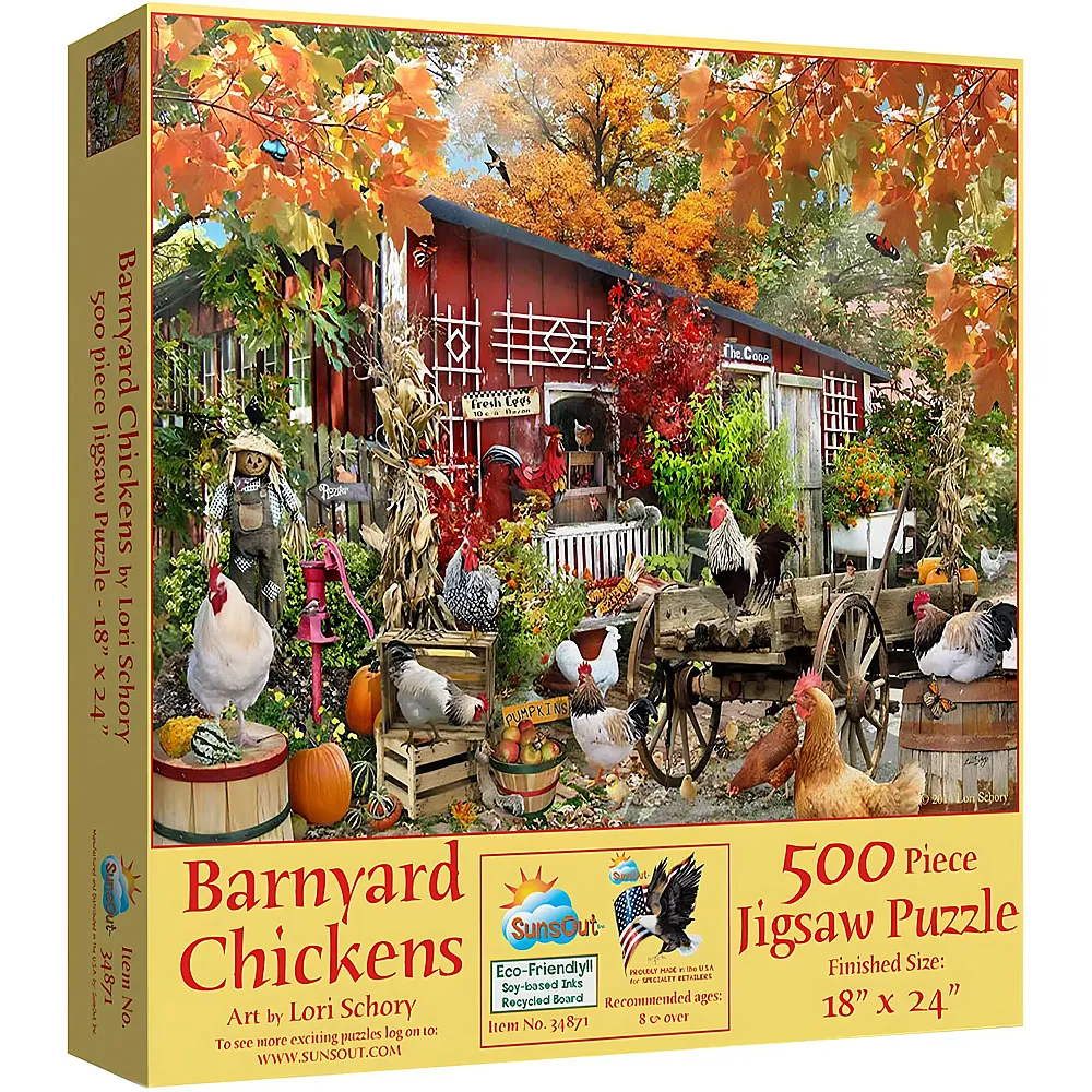 SunsOut Puzzle Lori Schory Barnyard Chickens - 500 Teile