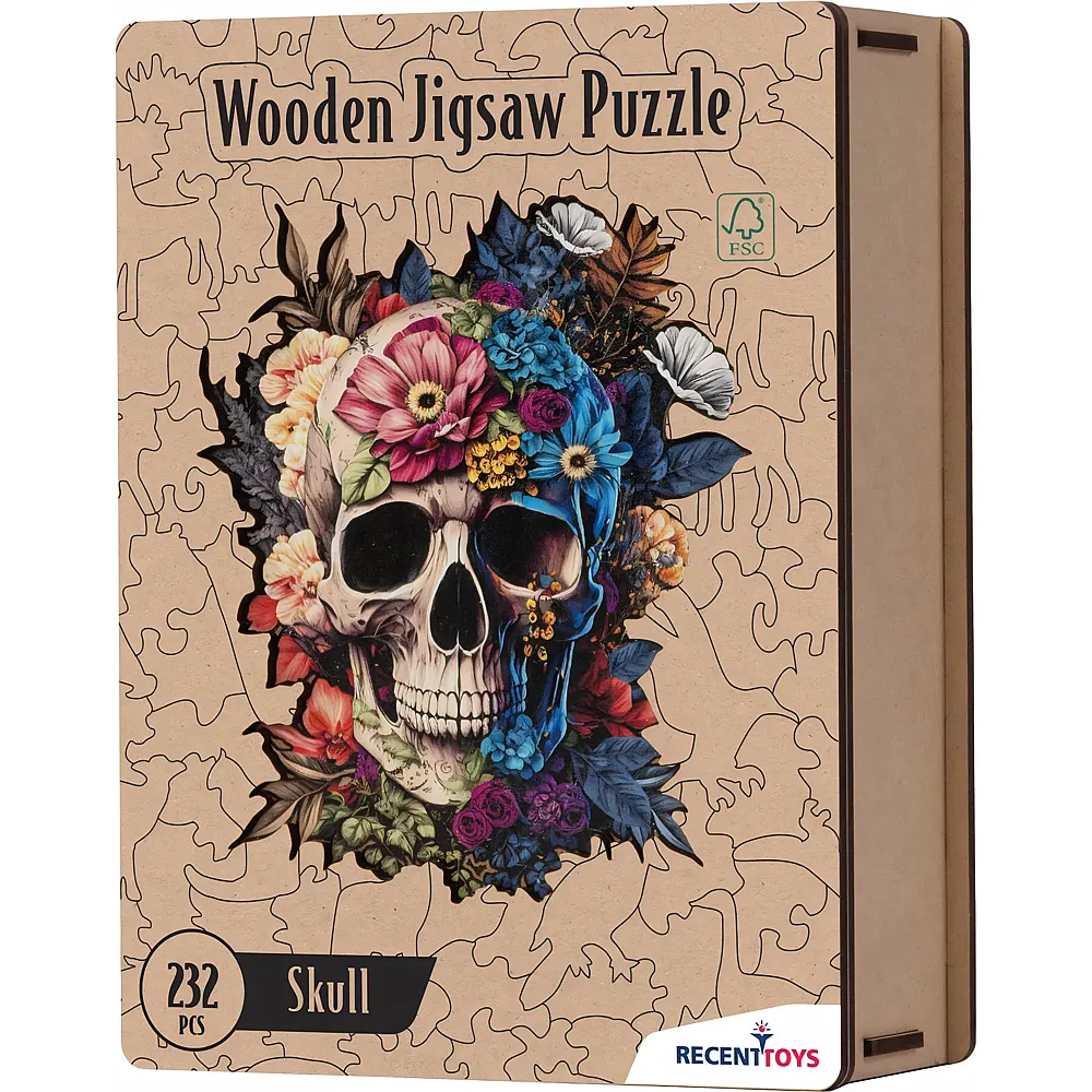 Recent Toys Puzzle Holz Skull 232 Teile, 29x34 cm,
