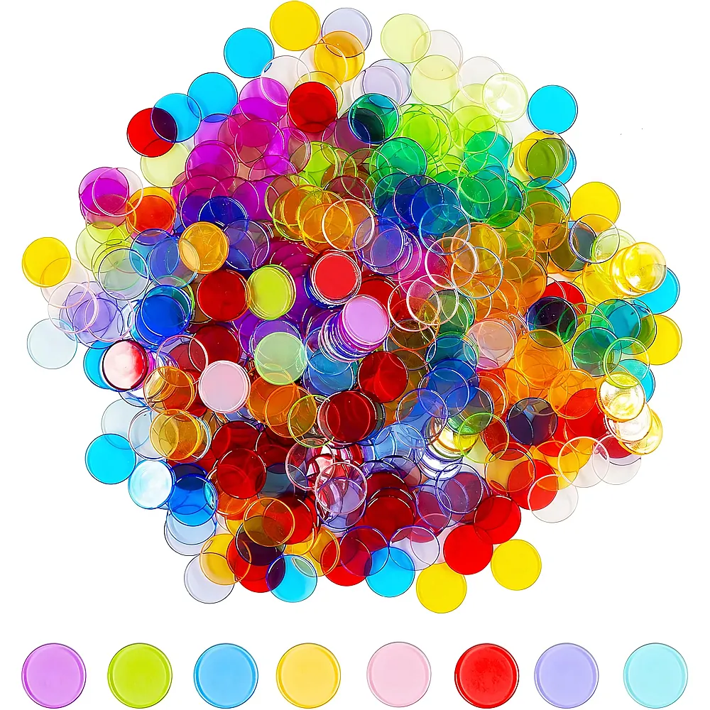 Hebayy Transparente 8-farbige Bingo- & Z�hl-Chips Plastikmarkierer - 500 Teile